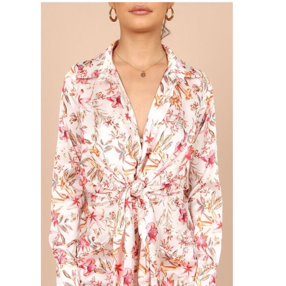 Runaway The Label | NEW Ruby Alani Front Tie Mini Dress in White Floral Size XL - Picture 2 of 13